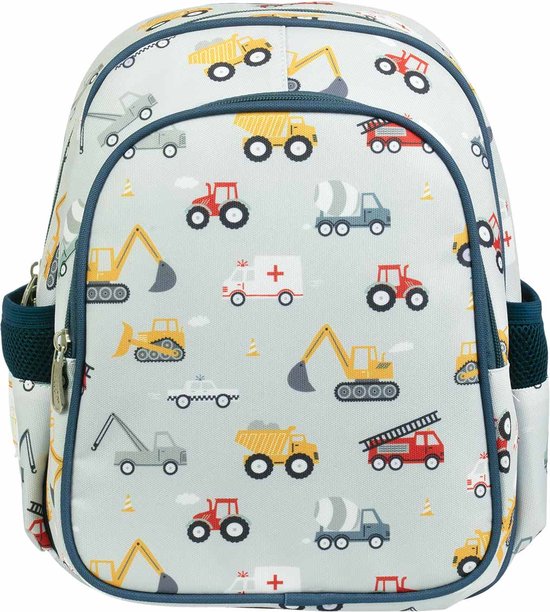 A Little Lovely Company - Rucksack / Kinderrucksack mit isolierter Fronttasche: Fahrzeuge