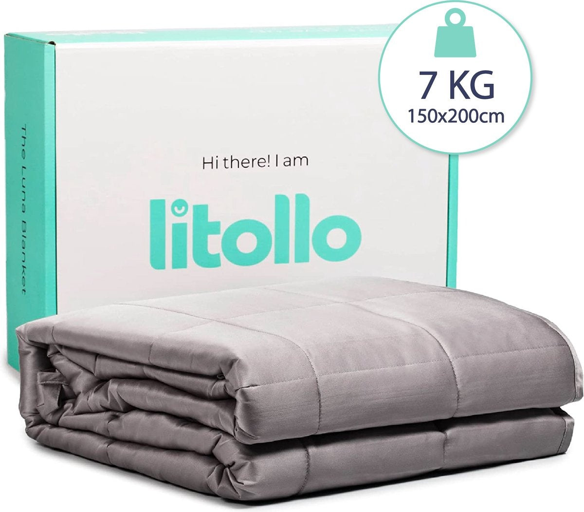 Litollo Weighted Blanket 7 kg - Beschwerungsdecke - 4 Jahreszeiten - Grau - 140x200cm - Inkl. 5 Jahre Garantie