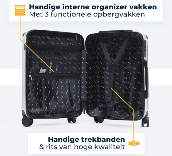 Pathsail - Handgepäck Koffer 40L x 55CM - ABS - Leichter Trolley - Inkl. TSA-Schloss & Spinner-Räder - Silber