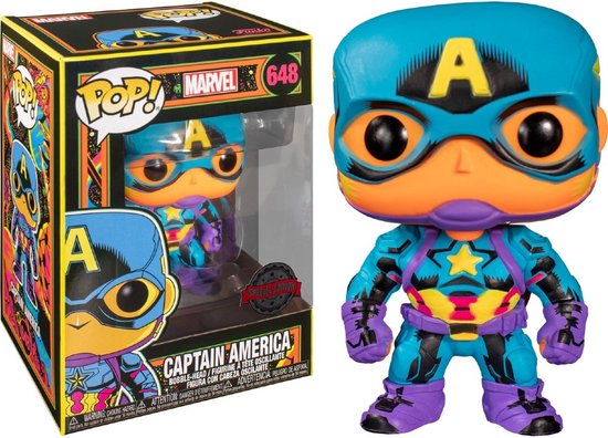 Funko Captain America (Schwarzes Licht) - Funko Pop! - Marvel Figur - 9cm - Nr. 648