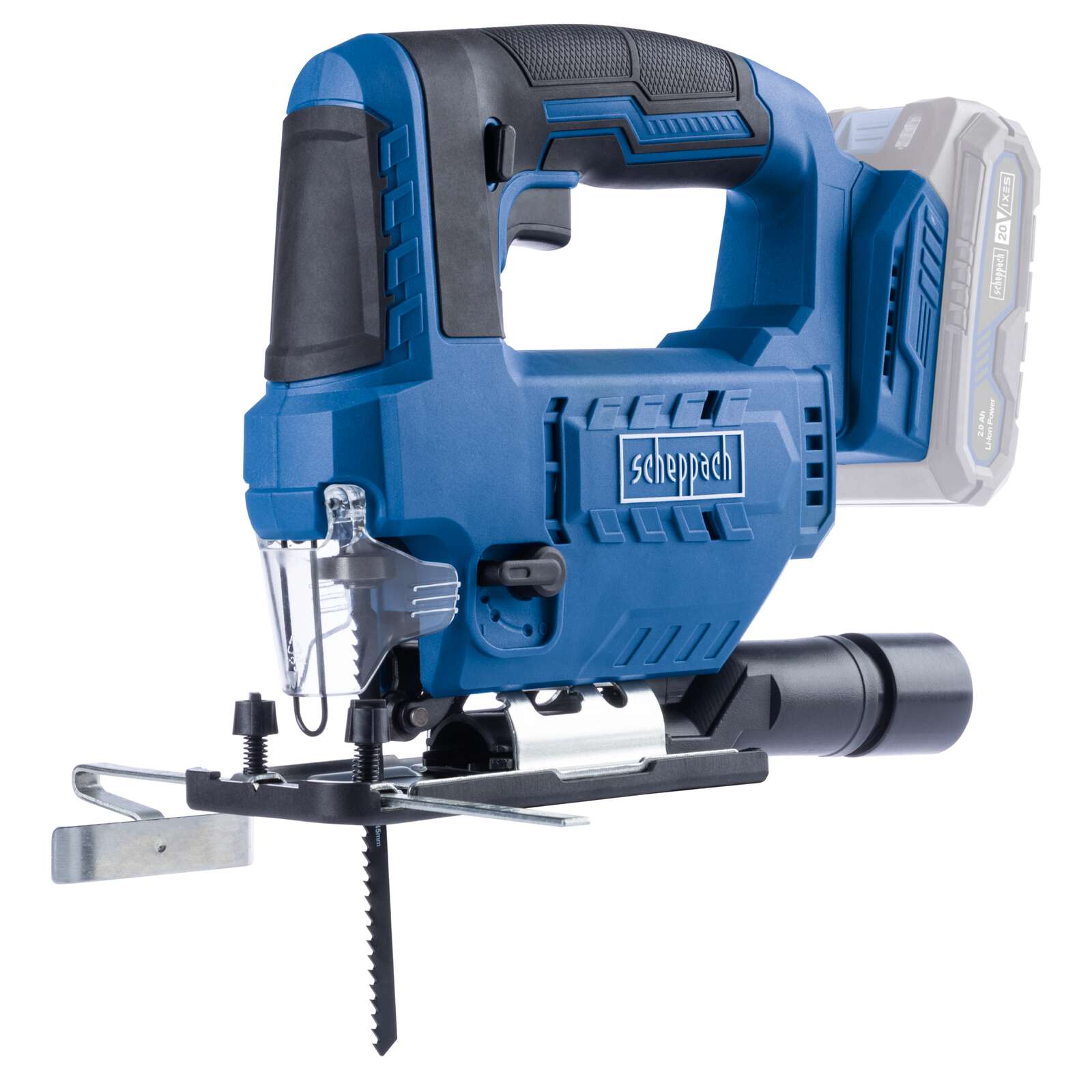 Akku-Stichsäge C-JS220-X Scheppach | Hublänge 19mm| Hubzahl 0-2400 min-1 | 7 einst. Schnittwinkel | inkl. 2Ah Akku + 2