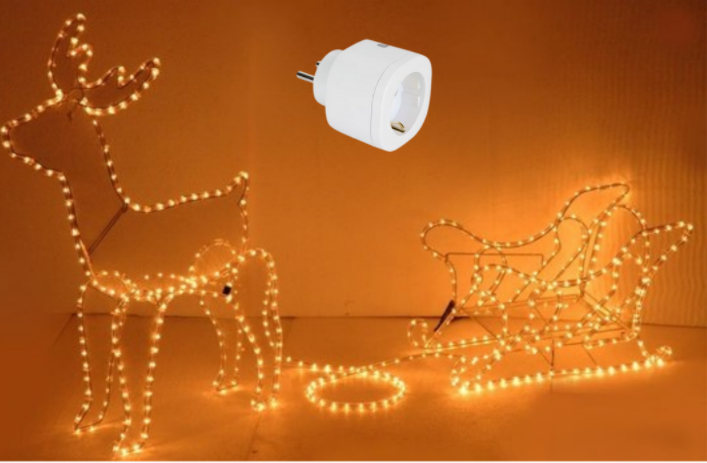 Nampook Rentier mit Schlitten - Weihnachtsbeleuchtung - MIT Perel Smart home Wifi plug für drinnen - Für Android & IOS