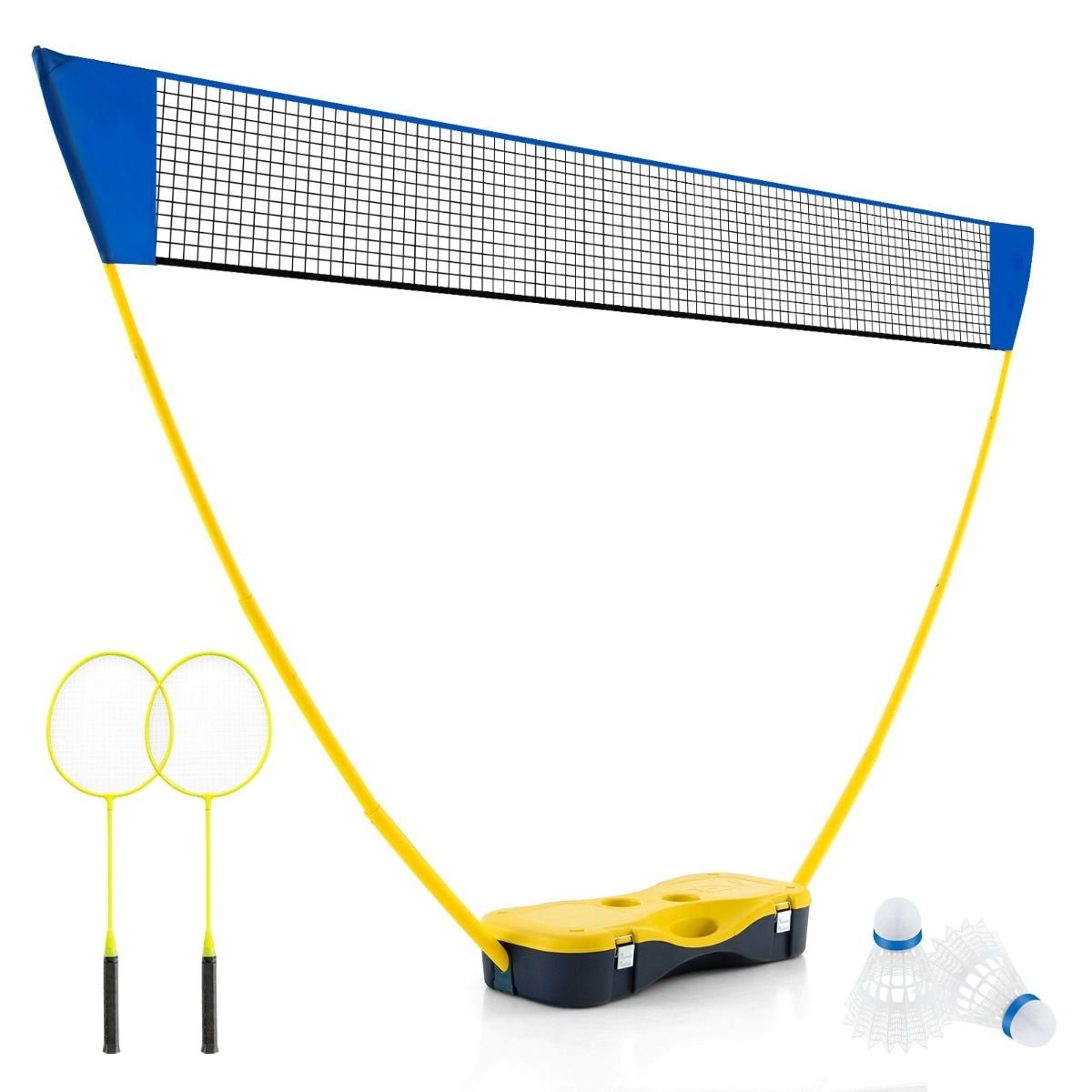 Coast Tragbares Badmintonnetz - mit 2 Schlägern - 1,6 m - gelb/blau – Bild 2