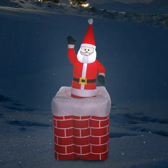 Budget International - Aufblasbarer Weihnachtsmann a. 75 x 75 x 180 cm - Auf- und Abwärtsbewegung mit 4 LEDs
