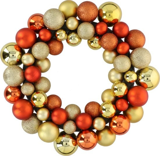 Weihnachtsgeschenke Weihnachtskranz - Ã˜ 36 cm - 55 Kugeln - Kupfer/Braun - PVC