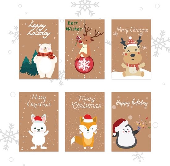 Giftmas Weihnachtskarten - Grußkarten - 36 Stück - Mit Umschlägen und Aufklebern - 10x15cm