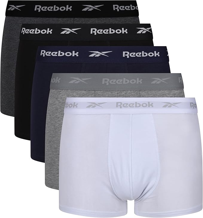 Reebok Boyes Boxershorts M - Schwarz/Weiß/Grau Marl/Blau/Anthrazit (5 Stück)