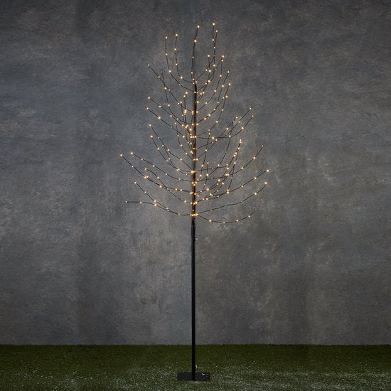 Luca Lichtbaum mit warmweißer LED-Beleuchtung - H200 x Ø18 cm - Schwarz