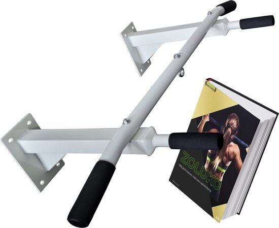 Zoluko Professional Klimmzugstange Wandhalterung - Inkl. E-Book - 150kg Tragkraft - Einfache Montage - Klimmzugstange Fitness - Klimmzugstation für den Heimsport - Klimmzugstange - Weiß