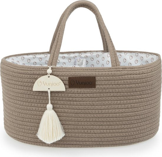 Yunioo® Wickeltasche und Warenkorb │ Windelkorb für Babyzimmerzubehör │ Windel-Organisator │ Kinderzimmer-Aufbewahrungskorb │ Mutterschaftsgeschenk Babyparty │Spielzeugkorb │ Braun