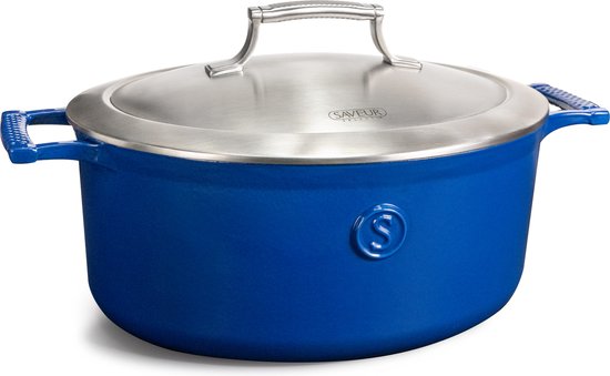 Saveur Voyage Ovale Kasserolle - Ø30 cm - Gusseisen - PFAS-frei - Induktion - Classic Blue