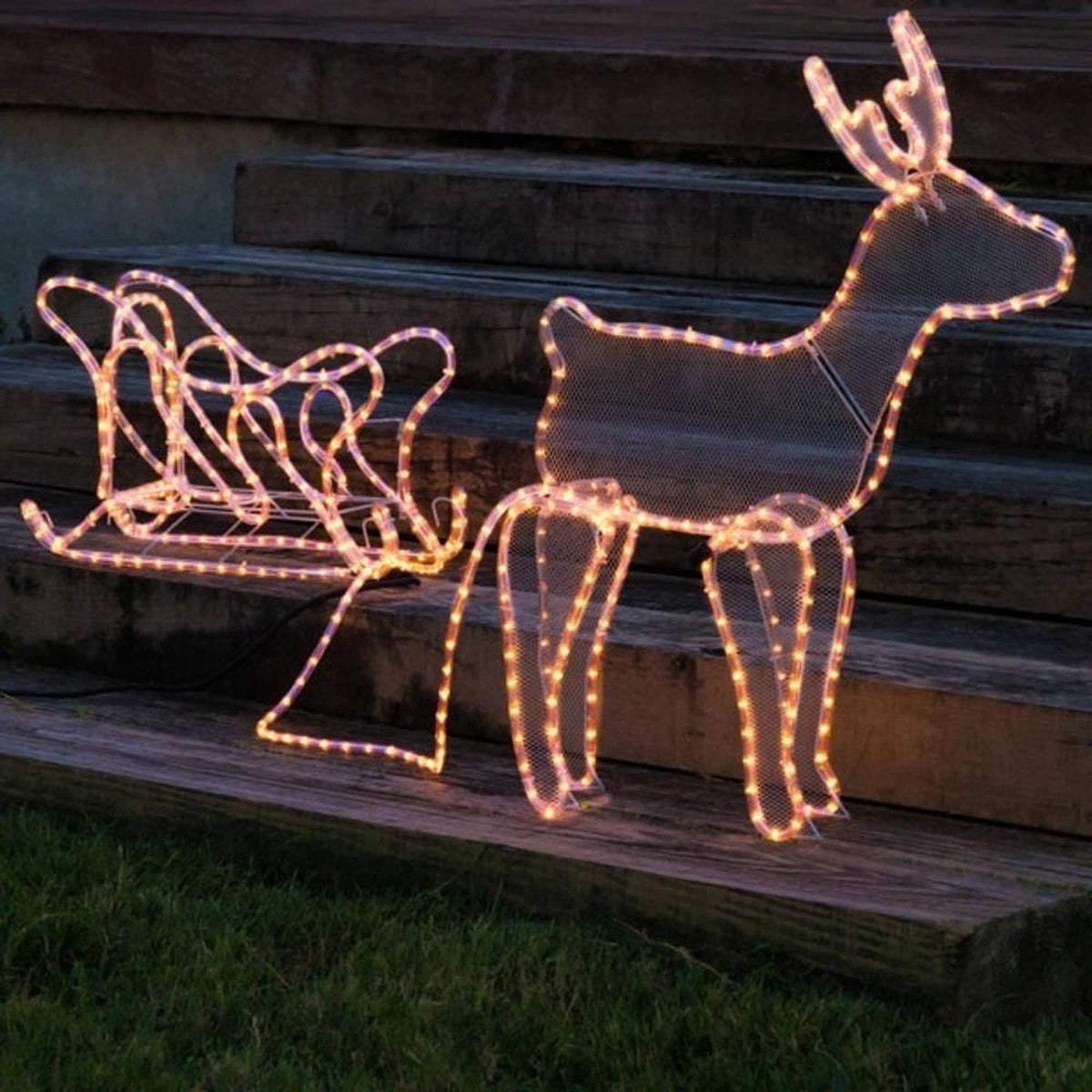 Nampook Weihnachtsbeleuchtung - Rentier mit Schlitten - 60 x 28 x 77 cm