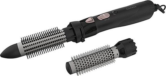 Carmen DC5250 - Haarbürste - 550 Watt - Einziehbare Zähne - 2 Aufsätze - Doppelspannung