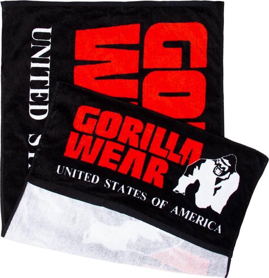 Gorilla Wear Gym Handtuch mit Anti-Rutsch-System - Schwarz/Rot