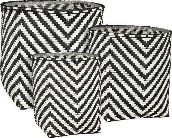 Mica Decorations Merlin Pflanzenkorb - 3er Set - Schwarz