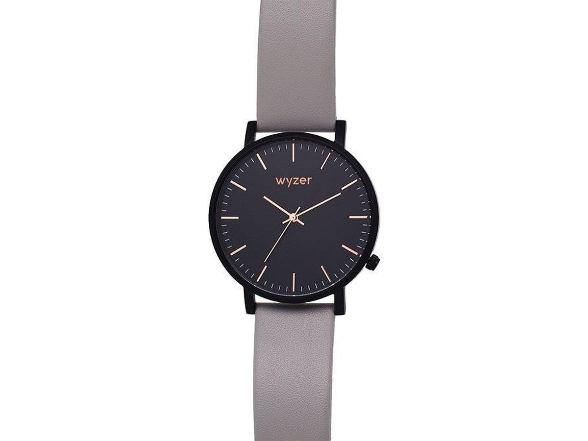 Wyzer Black Shadow - Herrenuhr - Lederband - Grau