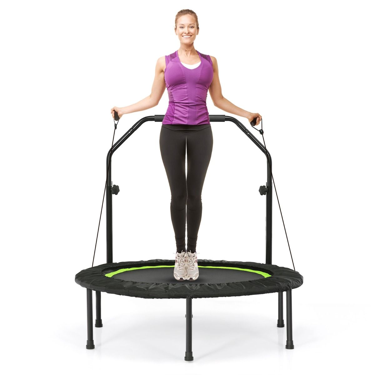 Coast Faltbares Trampolin - Mit Widerstandsbändern - Verstellbarer Handgriff - 101 x 101 x 107