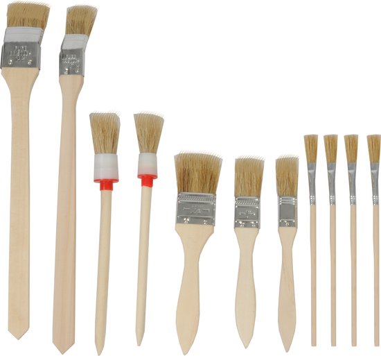 Kinzo Malpinsel - 11 Stück - 2x Heizkörperpinsel - 2x Rundpinsel - 3x Flachpinsel - 4x Pinsel