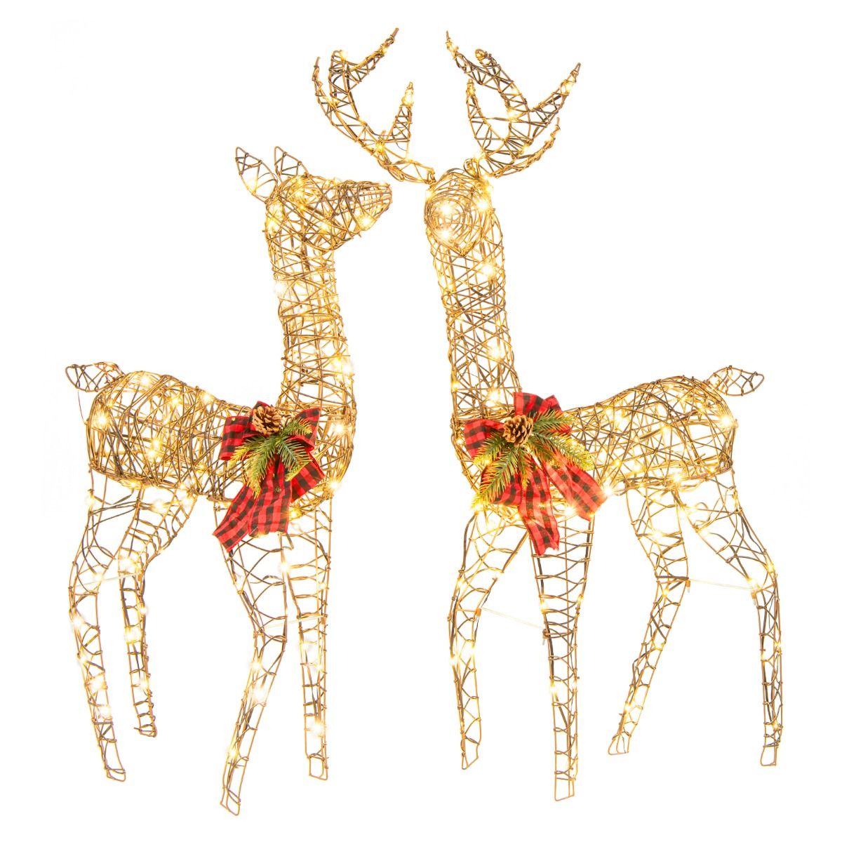 Coast 2-tlg. beleuchtetes Rentier Weihnachtsdekoration - 200 LED - 70 x 36 x 110 cm - Braun