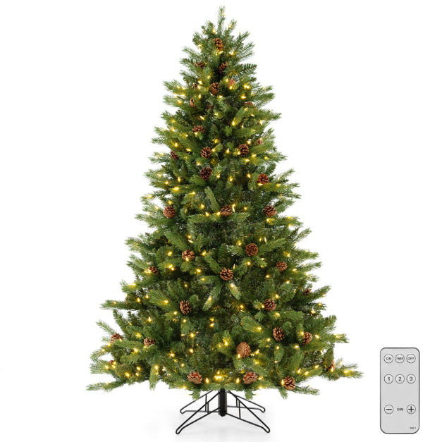 Coast 180 cm künstlicher Weihnachtsbaum mit 3 Lichtmodi und Timer - Realistischer Schnee-Look und Tannenzapfen