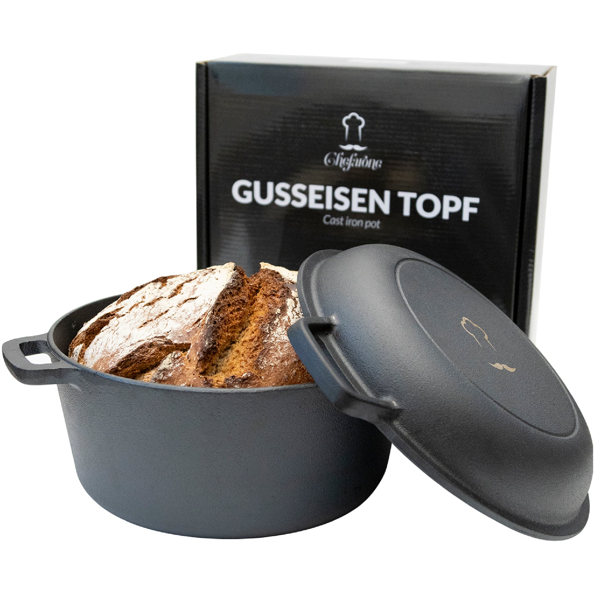 Chefarone Gußeisenpfanne - 2-in-1-Kasserolle - Inklusive Deckel - Für alle Wärmequellen geeignet