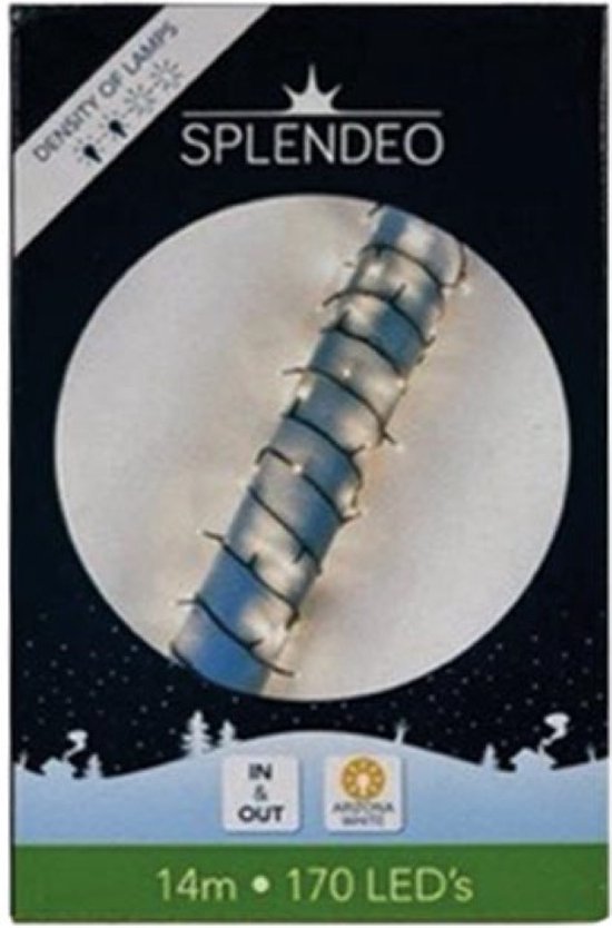 Splendeo Medium density lightchain - 170 LEDs - warmweiß - grünes Kabel - 14 m - 3 m Anschlusskabel - Transformator