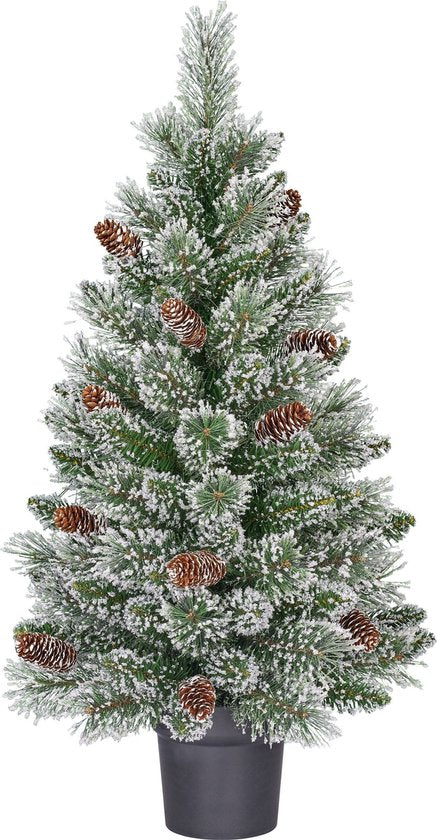 Black Box Trees Vandans Künstlicher Weihnachtsbaum im Topf - H90 x Ø48 cm - Grün gefrostet