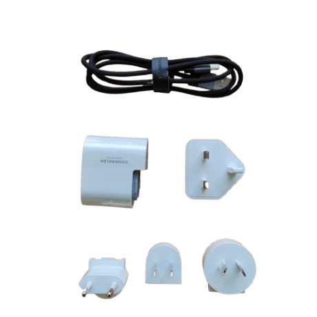 Universelles Reiseladegerät-Set mit 4 internationalen Adaptern und USB-C-Kabel - Schnellladegerät - 100-240V - Kompakt & tragbar