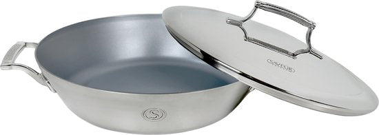 Saveur Selects - Serie Voyage - Pfanne 30 cm - mit Deckel - Antihaftbeschichtete Pfanne - Dreischicht-Edelstahl - Geeignet für Induktion und alle anderen Wärmequellen - Backofenfest bis 260°C - Spülmaschinenfest - 100%