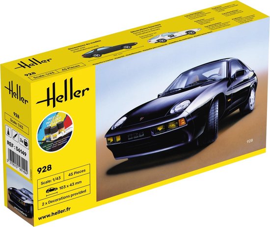 1:43 Heller 56149 Porsche 928 Auto - Starter Kit Plastikmodellbausatz
