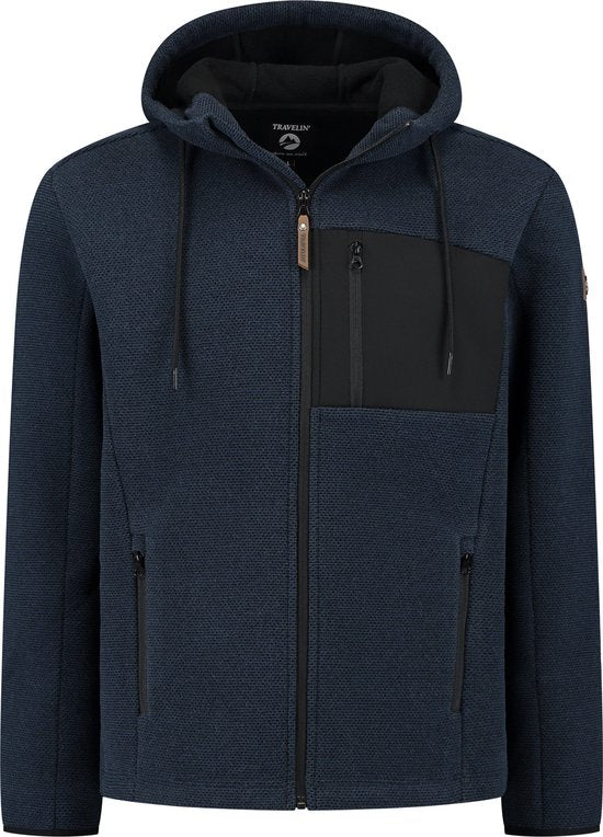Travelin' Lasse - Outdoorjacke für Männer - Reißverschlusstaschen - Kapuzenjacke - navy blau - Größe L