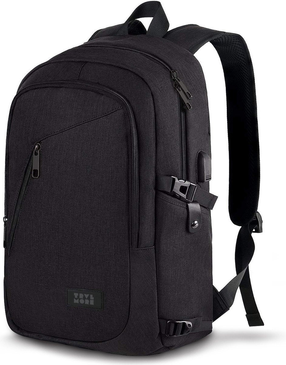 TRVLMORE Rucksack - 25L - 15.6 Zoll - Laptop-Rucksack - Schultasche - Unisex - Spritzwassergeschützt - Lebenslange Garantie - Schwarz