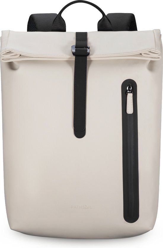 Pathsail Rolltop Rucksack - 13.5L - 15.6 Zoll - Beige - Wasserabweisend - Metallschnalle - Laptop-Fach