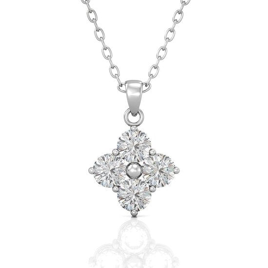 Yolora Damen-Halskette mit Anhänger - Kalpa Camaka Kristalle - Silber - 18K Weißgold vergoldet - Damen-Halskette Silber - Schmuck - Halskette - Luxuriöse Geschenkbox - Geschenkbox - Exklusive Geschenkbox - Schöne Geschenkverpackung