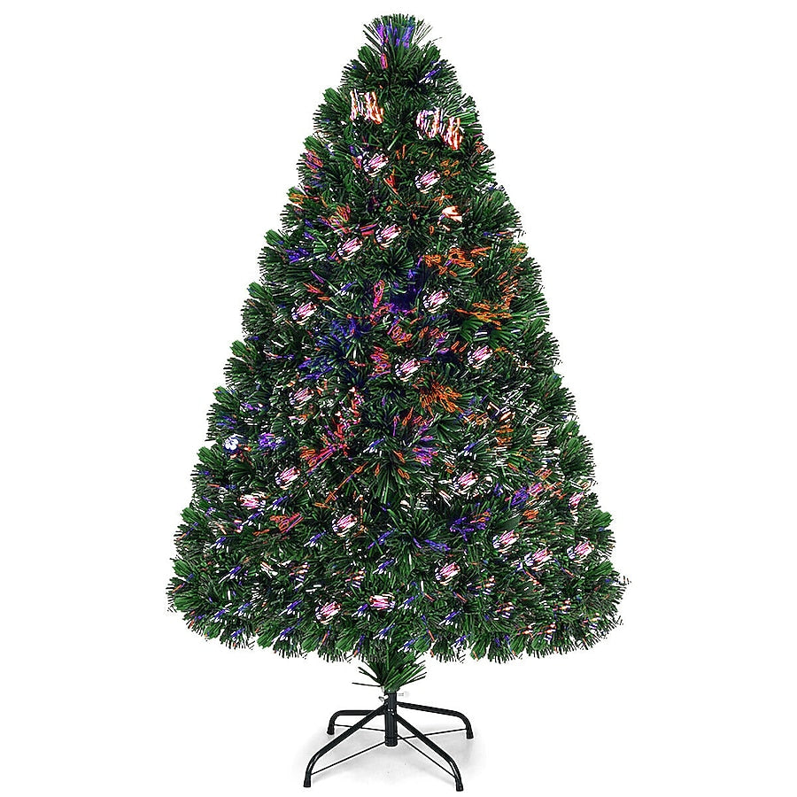 Costway Künstlicher Weihnachtsbaum - Inkl. LED-Lichter & Sockel - 122 x 25 x 8