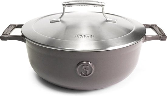 Saveur Voyage Kasserolle - Ø25 cm - Gusseisen - PFAS-frei - Induktion - Grau
