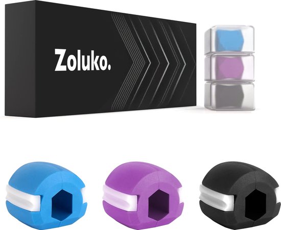 Zoluko Professional Jawline Trainer Set - Inkl. Kette und Aufbewahrungsboxen - 3 Stufen - Jaw Trainer Männer und Frauen - Jaw Trainer - Jawline Trainer - Jaw Trainer - Lower Chin Trainer - Lower Chin Slimming