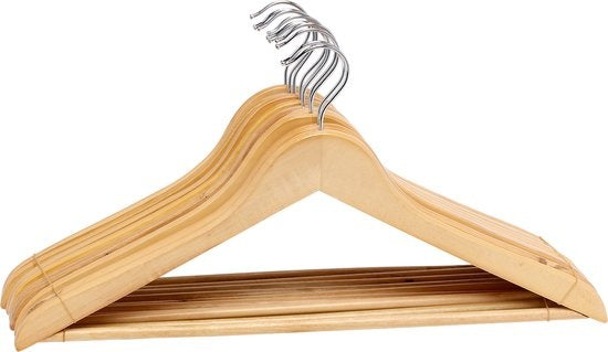 Kleiderbügel - 8 Stück - mit Stange für Hosen - Holz
