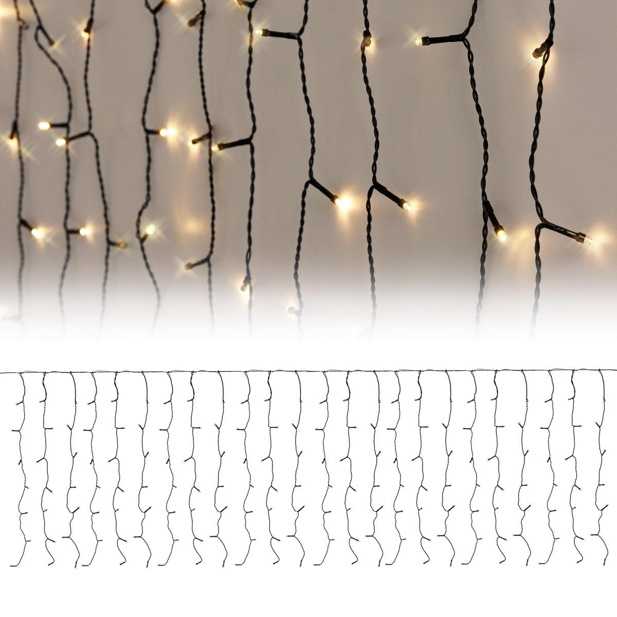 Nampook LED Eiszapfenbeleuchtung / Lichtvorhang - 189 LED - 200 x 70 cm