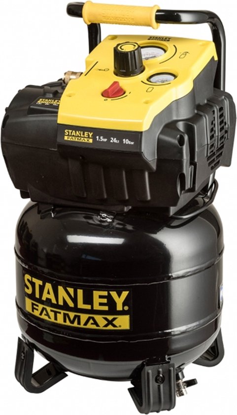 Stanley Fatmax Luftkompressor FMXCM0021E - TAB 200/10/24V - 24L/10Bar - Europäische Schnellkupplung - Ölfreier Kompressor - Metall - Gelb/Schwarz