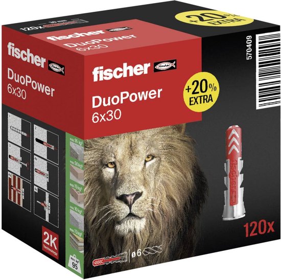 Fischer DUOPOWER 6 x 30 2-Komponenten-Dübel 30 mm 6 mm 570409 120 Stück(e)