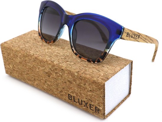 Bluxer® Sonnenbrille - Trendige Sonnenbrille Polarisiert - UV400 Gläser - Glänzendes Gestell aus Kunststoff - Ebenholz - Graue Gläser