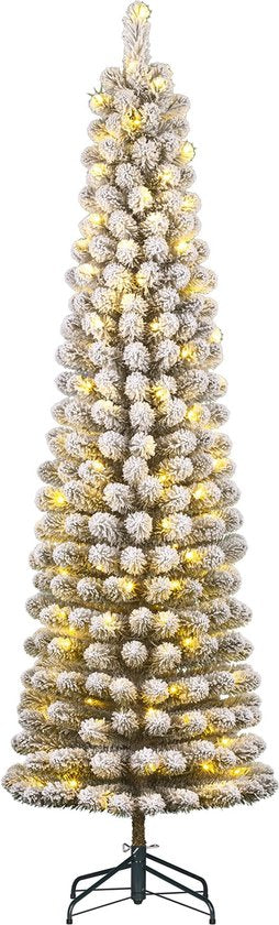 Black Box Trees Charlton Schmaler Künstlicher Weihnachtsbaum mit warmweißen LED-Lichtern - H155 x Ø48 cm - Grün mattiert