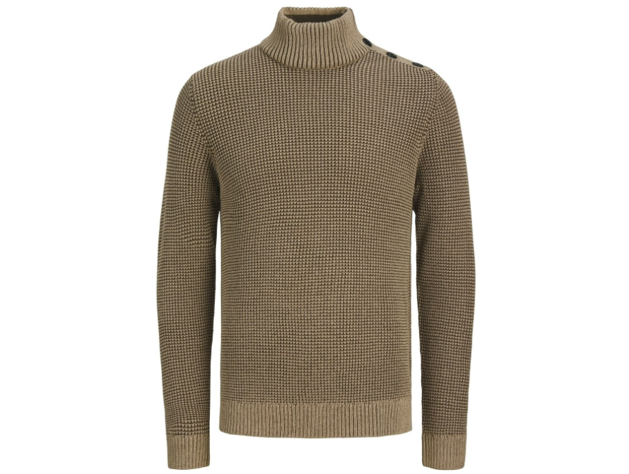 Jack & Jones JPRWinter Knit Structure Polo - Strickpullover mit hohem Ausschnitt - Herren - Größe M - Farbe: Crockery