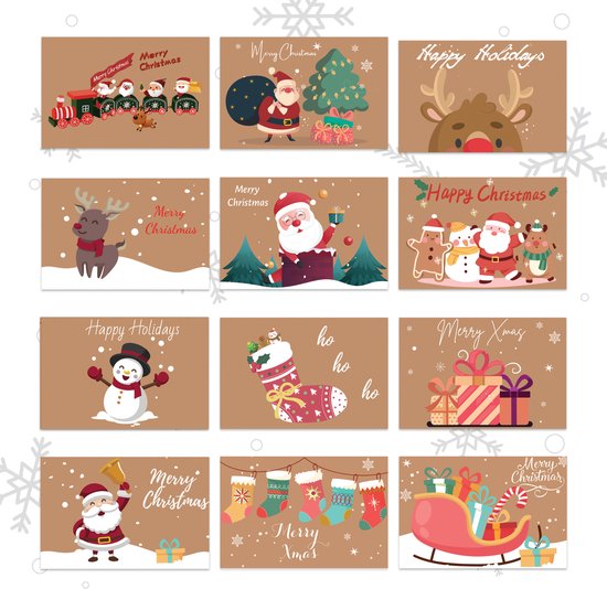 Giftmas Weihnachtskarten - Grußkarten - 36 Stück - Mit Umschlägen und Aufklebern - 10x15cm