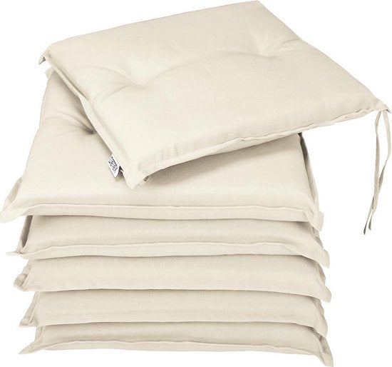 Detex Stuhl-Kissen 6 Stück - Outdoor Wasserabweisend 43x39x5cm - Creme