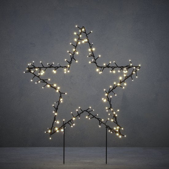 Luca Lighting Garden d'Light Star Gartenpfahl mit klassischer weißer LED-Beleuchtung - L60 x H73 cm - Schwarz