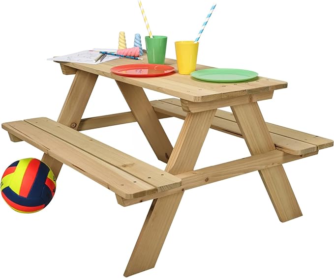 idooka Picknicktisch aus Holz für Kinder - robustes