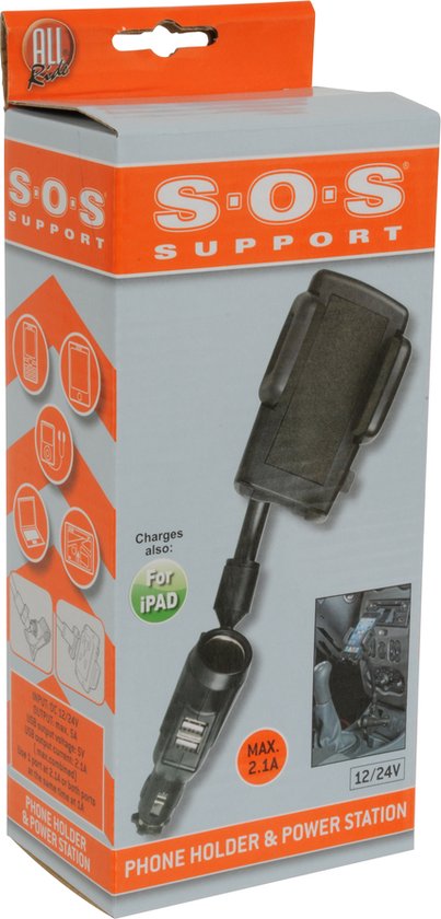 All Ride Telefonhalter und Ladegerät - Autohalterung Telefon - 12/ 24 Volt - mit 3 USB-Anschlüssen