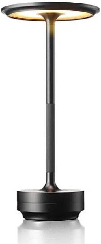 Goliving Tischlampe Wiederaufladbar - Kabellos und dimmbar - Moderne Touch-Lampe - Nachtlampe für das Schlafzimmer - Spritzwassergeschützt - 27 cm - Schwarz